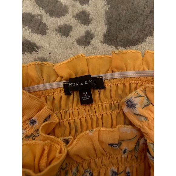 Yellow Floral Ruched Kendall and Kylie Tube Top - Picture 3 of 3